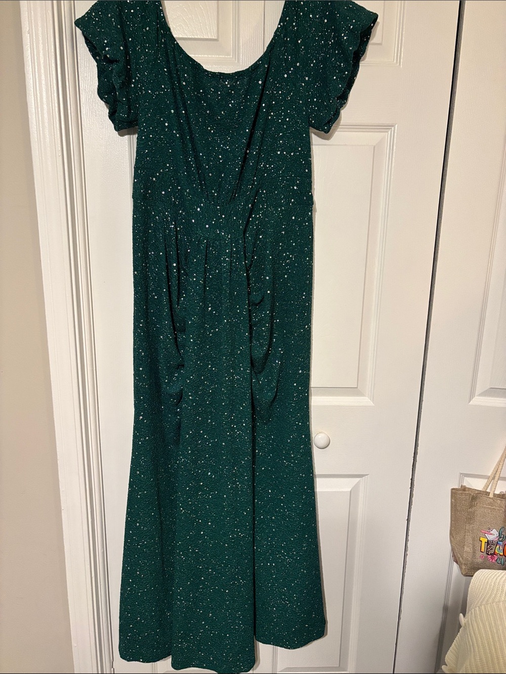 Green Speckled Maxi Dress - Classic Scoop Neck